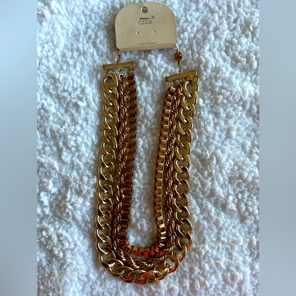 Layered gold chain necklace